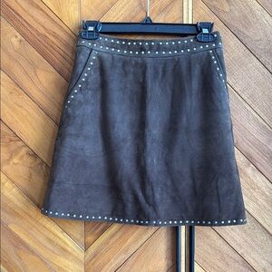 All Saints Brown Suede Skirt with Studs (100% leather)